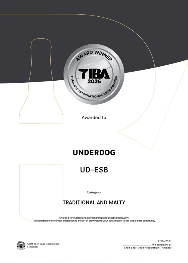 ใบประกาศ TIBA 2026 Non Sense Silver · Traditional and Malty